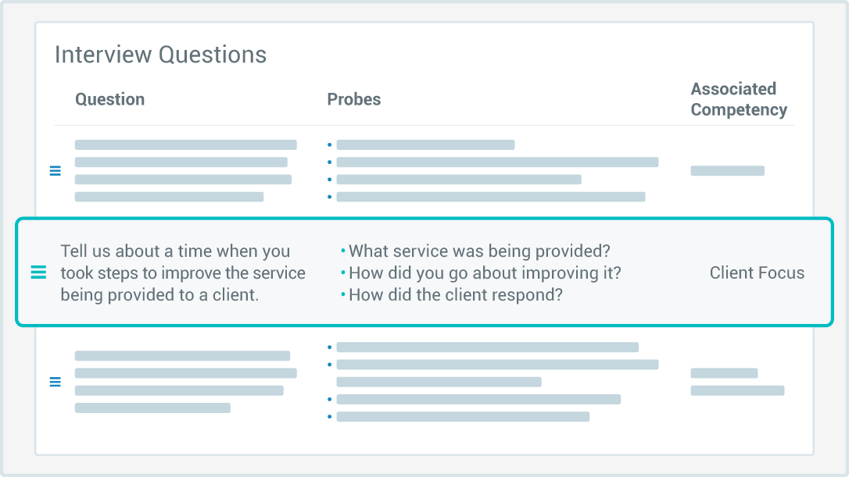 screenshot of competency based interview questions software